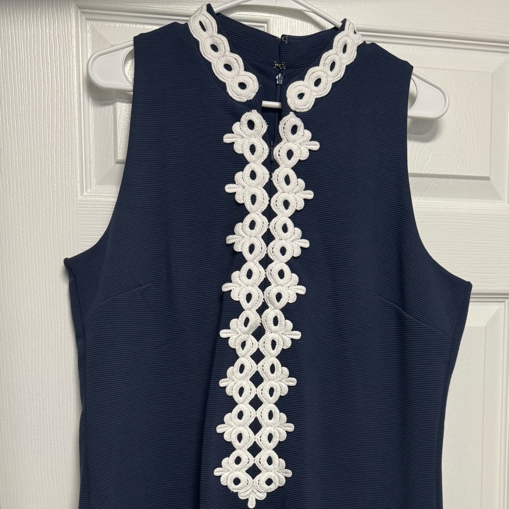 Lilly Pulitzer Navy Dress with White Lace Accent